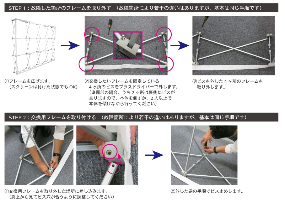 Xフレーム交換方法