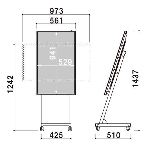 デジタルサイネージ Comabo 自立移動式 CM-43HLC3 ブラック(CM-43HLC3