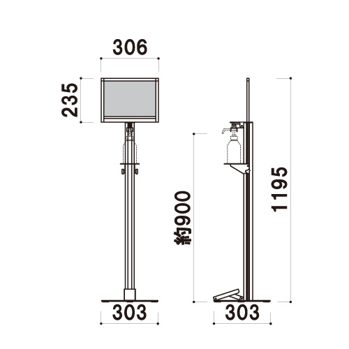 足踏みペダル式消毒液スタンド　DSIシリーズ(DSI-A4T/DSI-A4Y)_5